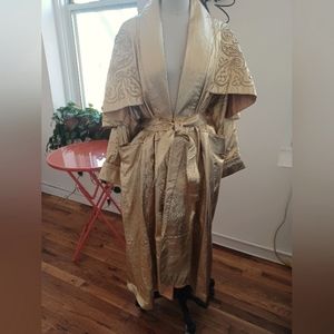Vintage Gold Leather Wrap Coat
